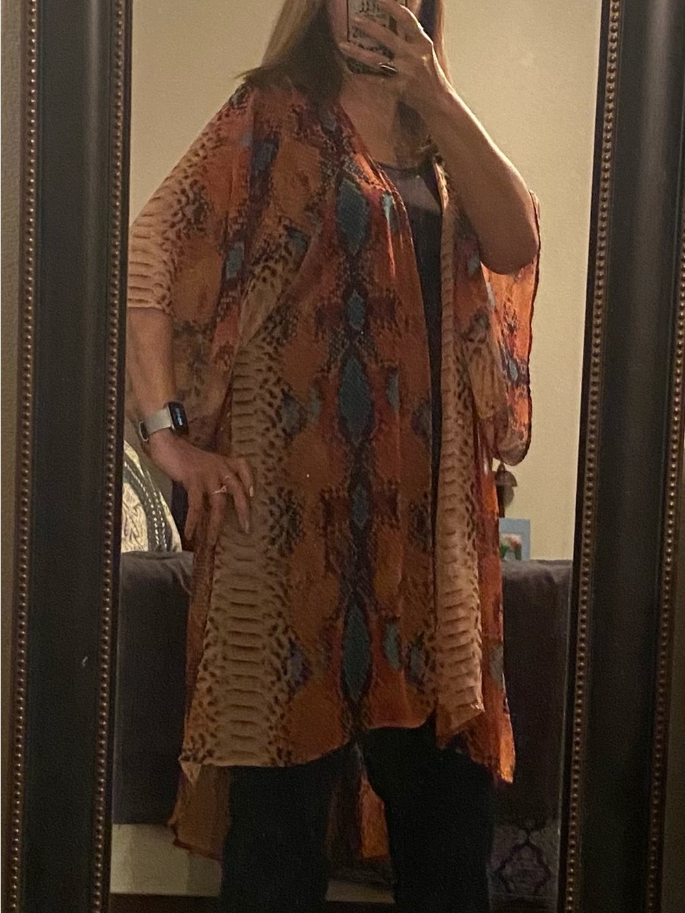 Sheer Judith March snake print Patterned Open-Front Kimono Jacket